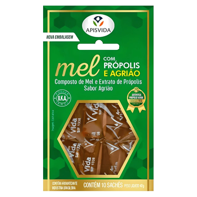 Mel com Própolis e Agrião Sachês Apis Vida